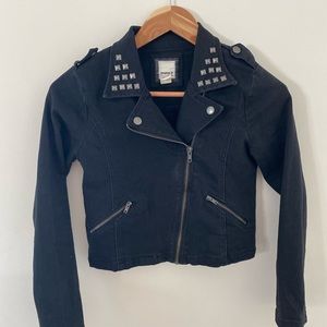 Black canvas biker jacket